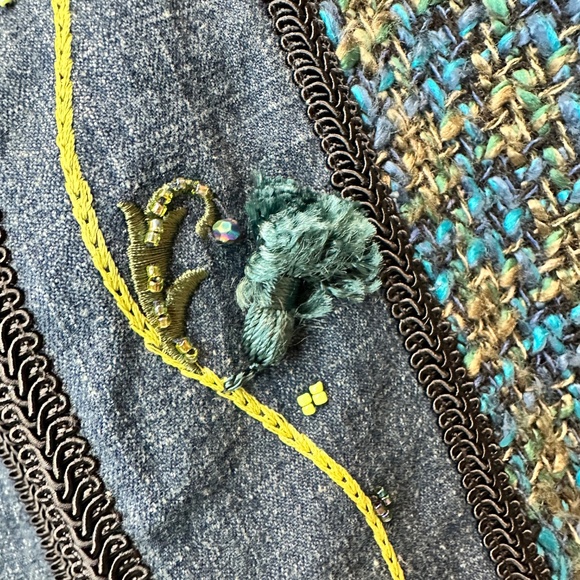 Vintage David Brooks Blue Green Tweed Fully Lined Cardigan Jacket Tassels Sz 8 - Picture 3 of 15